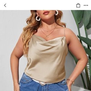 Rhinestone Strap Draped Neck Cami Top